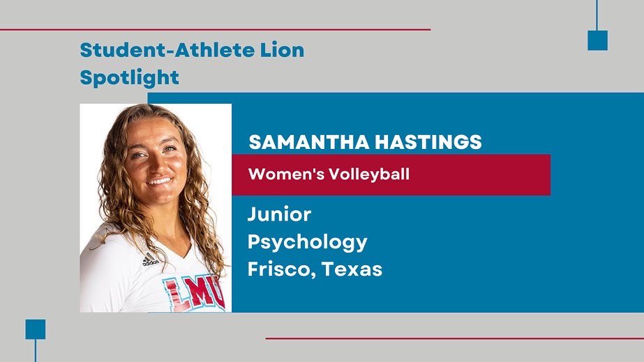 lmulionsSAS's tweet photo. Congratulations to our first Fall 2022 Student-Athlete Lion Spotlight Recipient - Sam Hastings // Women's Volleyball

The criteria for Student-Athlete Lion Spotlight:
Positive Attitude
Athletic Contributor
Strong Student
Seen as a Leader on the Team

https://t.co/8lZ4OCmqYk https://t.co/z1ylA1qE0N