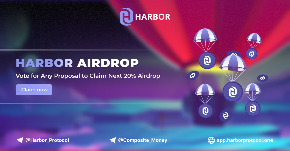 AirdropBase_'s tweet photo. 🪂$HARBOR Airdrop💰

New task of airdrop is now LIVE

How to claim: Vote on any proposal to claim your next 20% of the airdrop.

👉Visit App Now: https://t.co/Tckq1zJqrA https://t.co/u1jCKTzYav