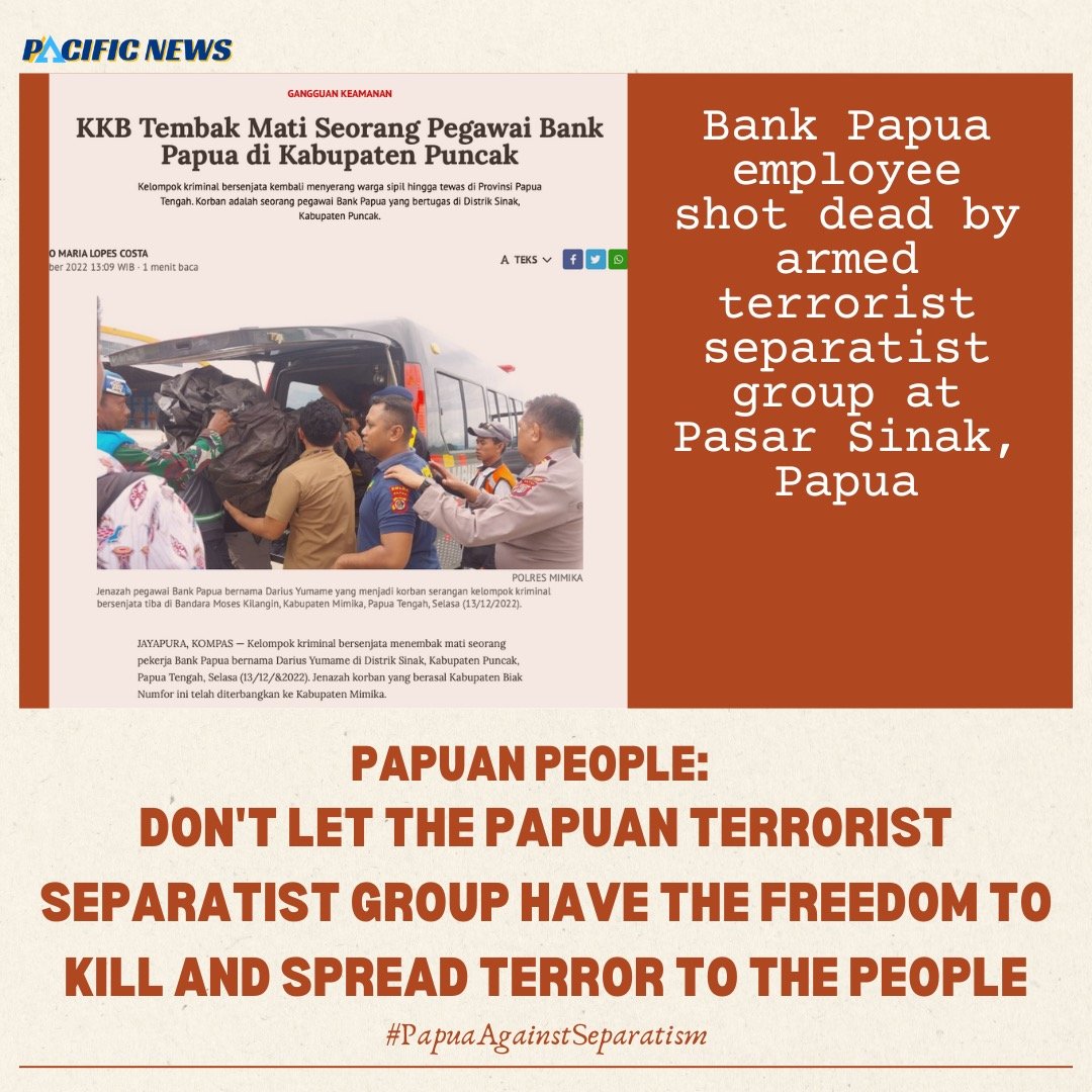 alkudsel's tweet photo. Don't let the papuan terrorist separatist group have the freedom to kill and spread terror to the people https://t.co/lKfymAa4Uh