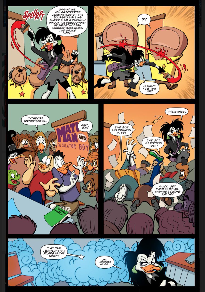 Aaron_Sparrow's tweet photo. Your daily dose of Definitive Darkwing! Drake is having a bad time at the con. 😂Art by @SilvaniArt, letters by @dc_hopkins. #DarkwingDuck #SparrowandSilvanisDarkwingDuck #DarkwingComics #DarkwingDuckComics #FreeNewMaterialComing #DefinitiveDarkwing #SplatterPhoenix https://t.co/7iygMDLOm0