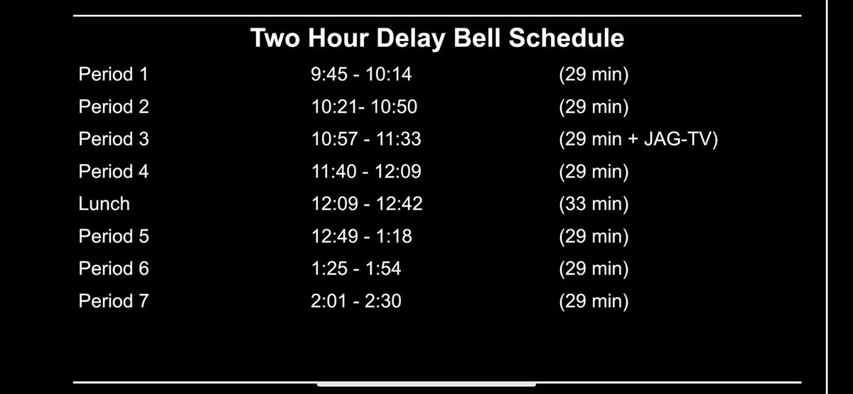Attention @Northwest_Jags! We are operating with a two-hour delay schedule tomorrow, 12/15. 👇 Be safe getting to school! 🖤🐆🤍