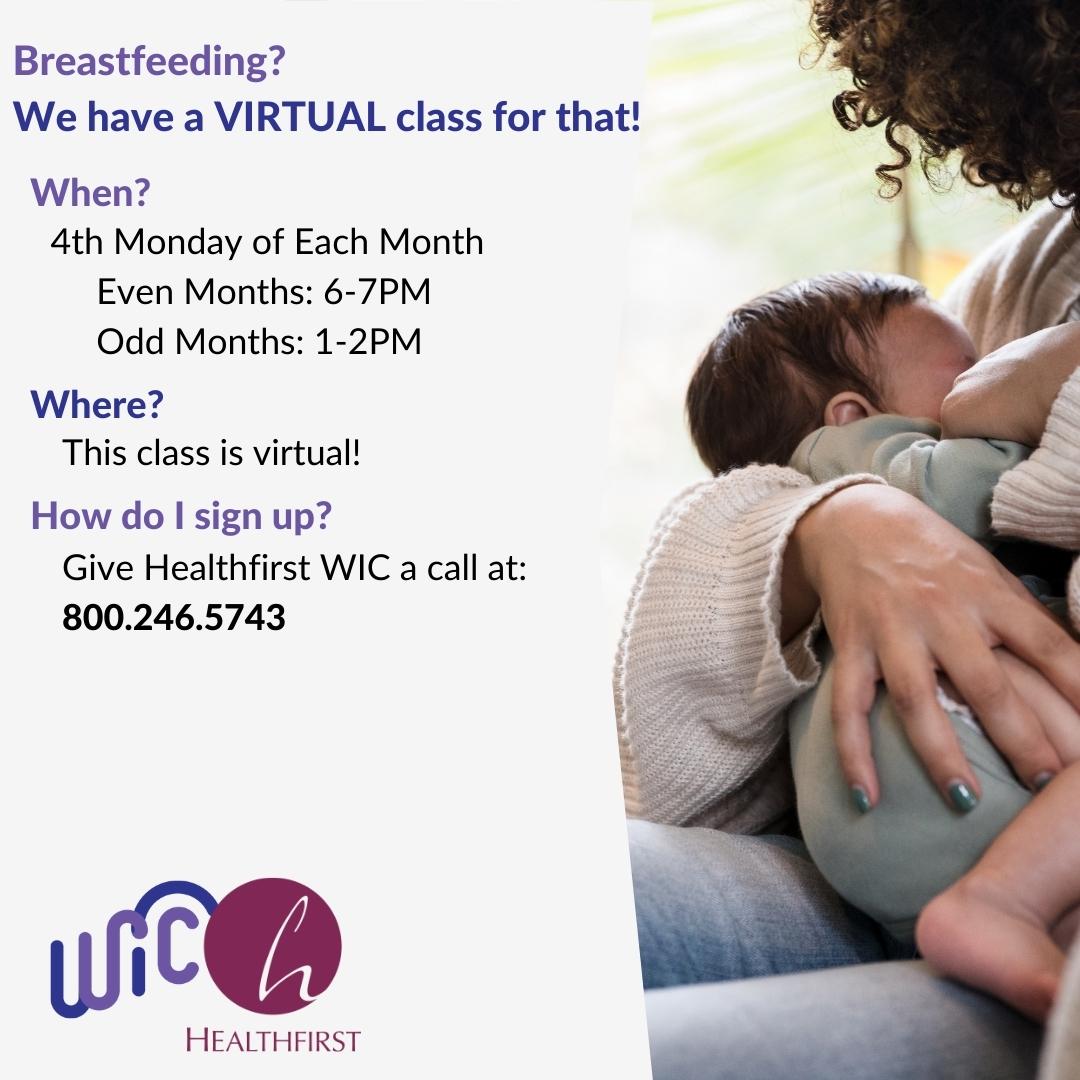 Are you breastfeeding or planning to start? Healthfirst WIC has an excellent virtual class that teaches breastfeeding techniques and offers support! 

For more information, give Healthfirst WIC a call at 800.246.5743