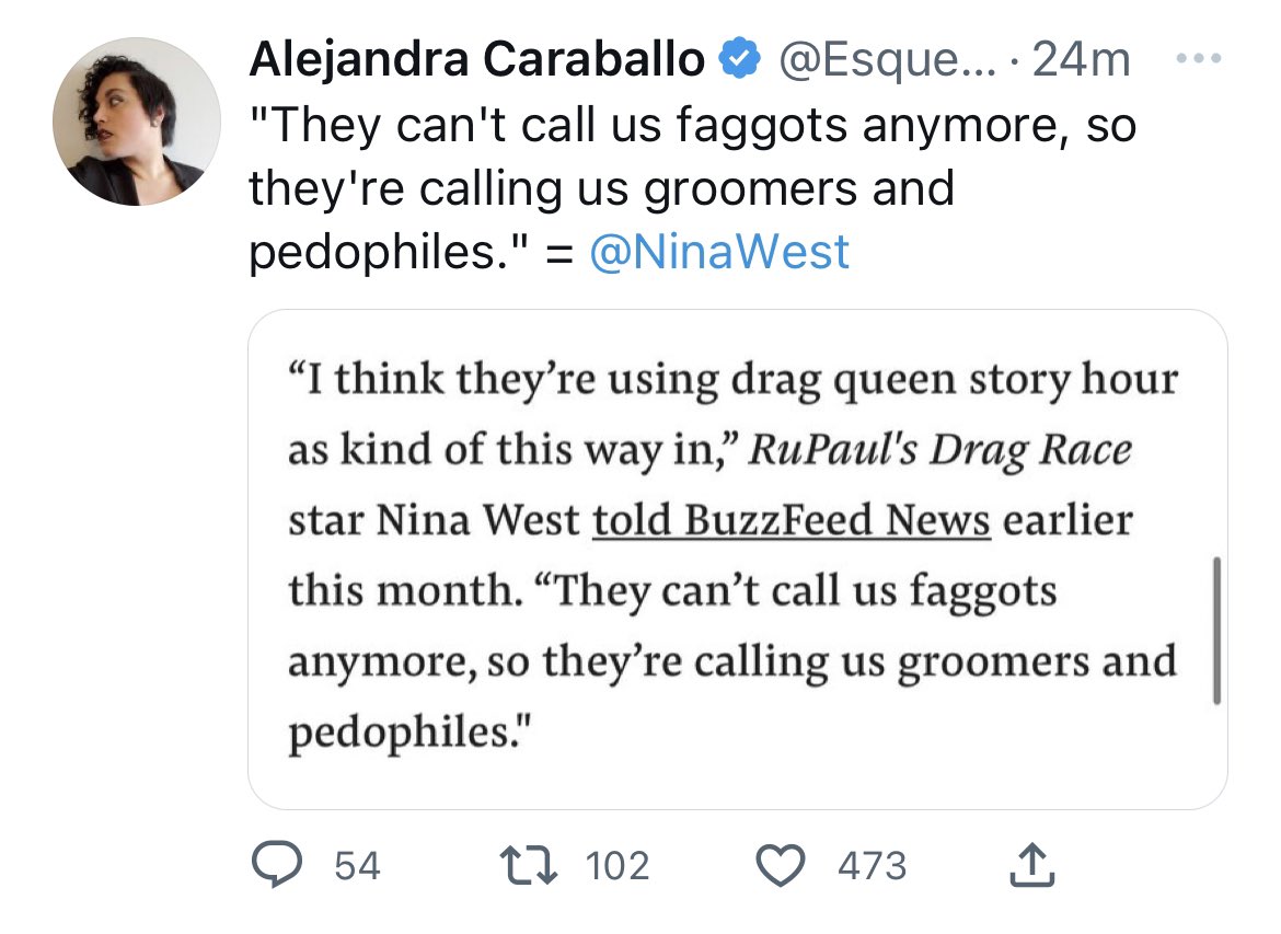 againstgrmrs's tweet photo. Wrong! People are calling you groomers and pedophiles because you won’t stop sexualizing, indoctrinating and mutilating children. 

We’re gay and no one ever calls any of us those things. Stop gaslighting everyone.

We’re done letting predators use our community as a shield. https://t.co/8ziW4QP3OX