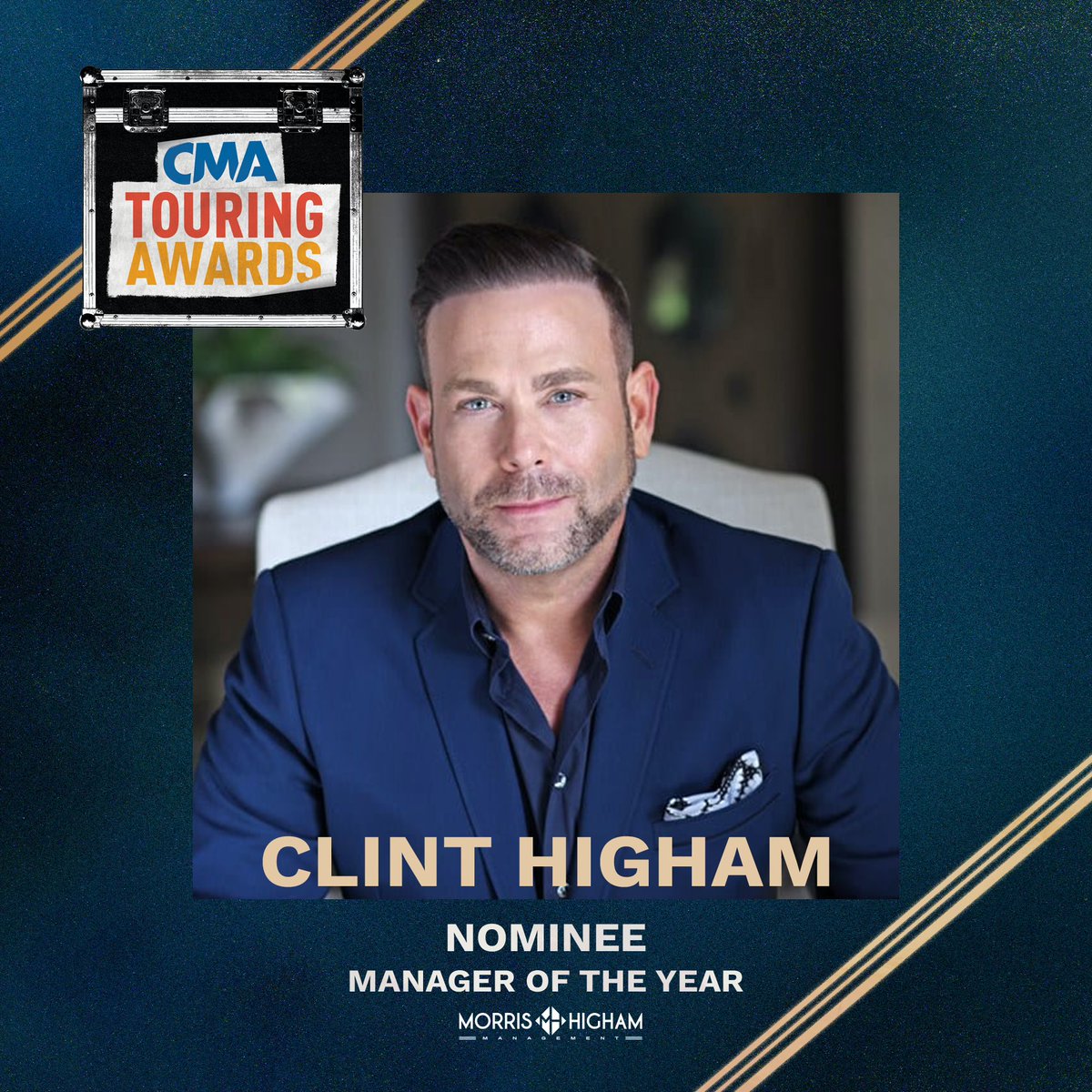 morrishigham's tweet photo. Congrats to @morrishigham’s own @clinthigham who is nominated for the 2022 CMA Touring Awards as Manager Of The Year. It’s been an incredible touring year for #TeamMHM! Voting is open now through December 28 at https://t.co/rQWD03DJ44! @CountryMusic https://t.co/gTGxx2DyTR