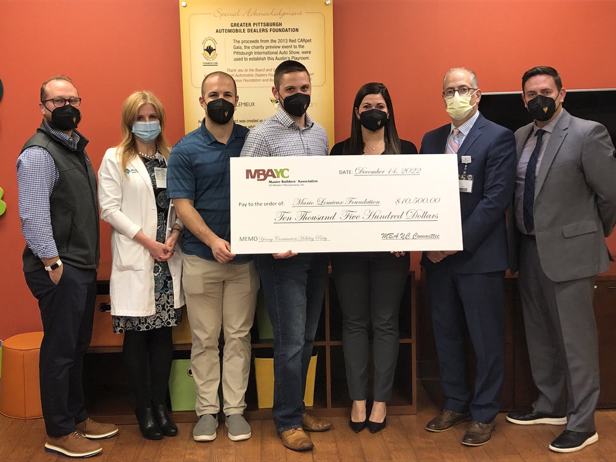 Thank you to the <a href="/MBAofWPA/">Master Builders' Association of Western PA</a> for donating the proceeds from their Young Constructors Holiday Party to Austin’s Playrooms! They presented the check and toys today at the Playroom <a href="/AHNtoday/">AHN</a> Health + Wellness Pavilion in Wexford.