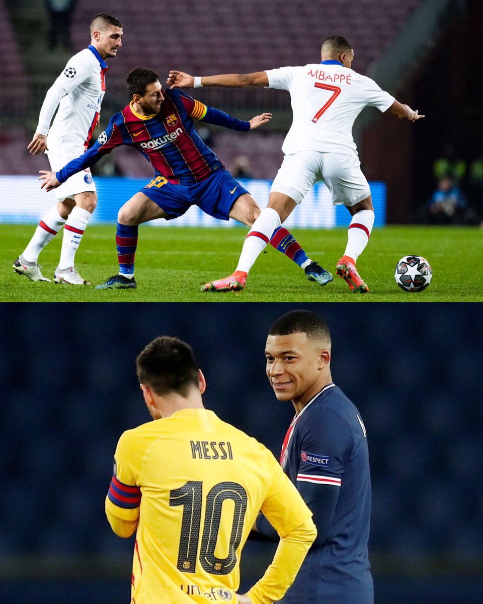 8Flavs's tweet photo. Mbappe vs Messi trilogy:

-2018: Mbappe scores 2 goals to knock out Messi’s Argentina from the World Cup

-2021: Mbappe scores 4 goals (including a hat-trick at the Camp Nou) across 2 legs to eliminate Messi’s Barcelona from the Champions League

-2022: World Cup Final https://t.co/3VGEiBjcac