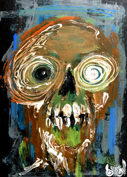 ArtistByron's tweet photo. Just minted a Skull on @OpenSea 
First buyer can claim the original artwork too
0.13 ETH
https://t.co/lONOGMtzGH
.
#tryingthings #sellingmysoul #itsok #imfine #sniffles https://t.co/ELhBjEbTWe