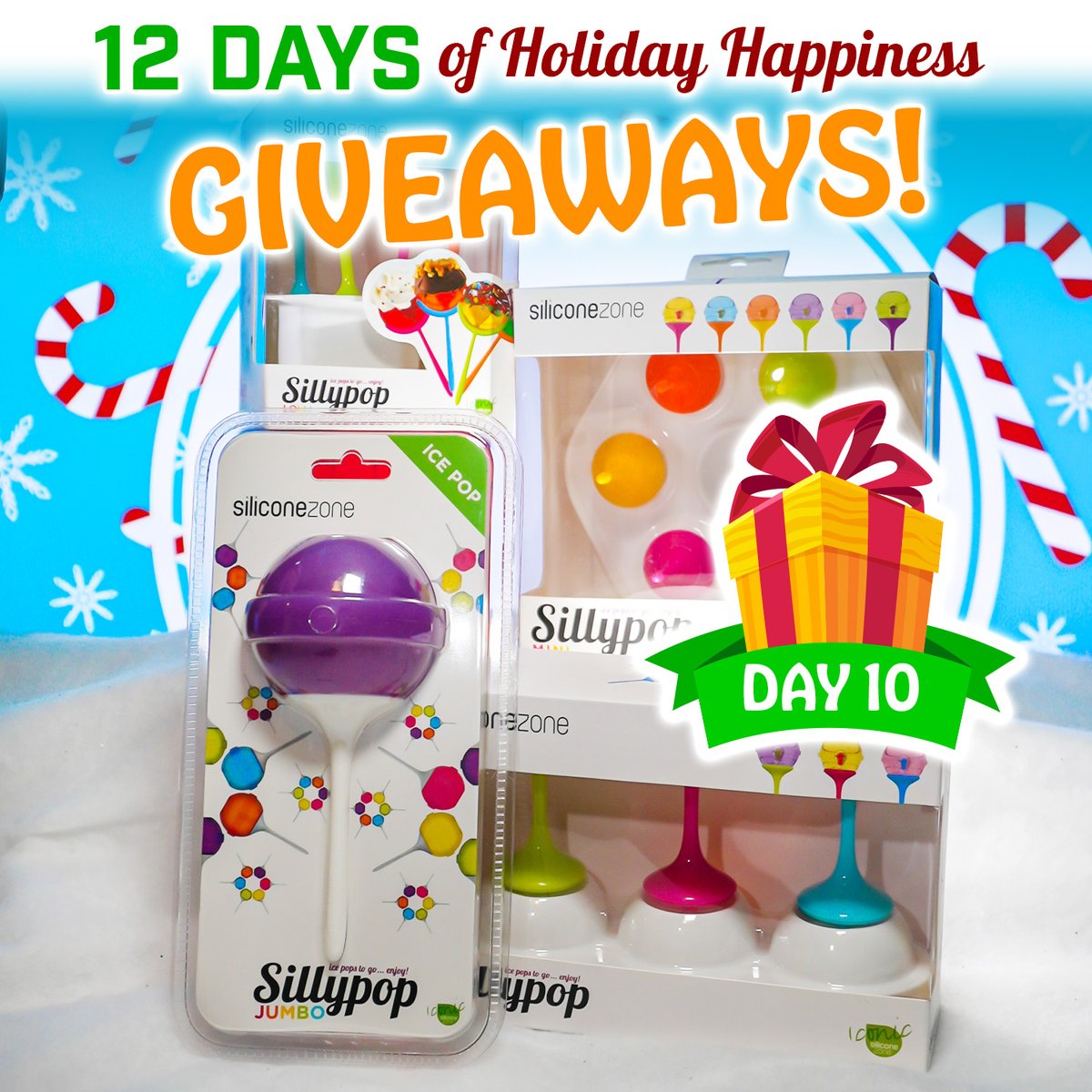 🔥 12 DAYS OF HOLIDAYS GIVEAWAYS 🔥
🔥 DAY 10 🔥

WIN A #SILLYPOP BUNDLE
Head over to our Instagram account for details!

#12DaysofHolidayHappinessGiveaways #giveaways #siliconezone #christmas #chocolates #baking #love #dessert #icepop #icepopsicles #freezepops