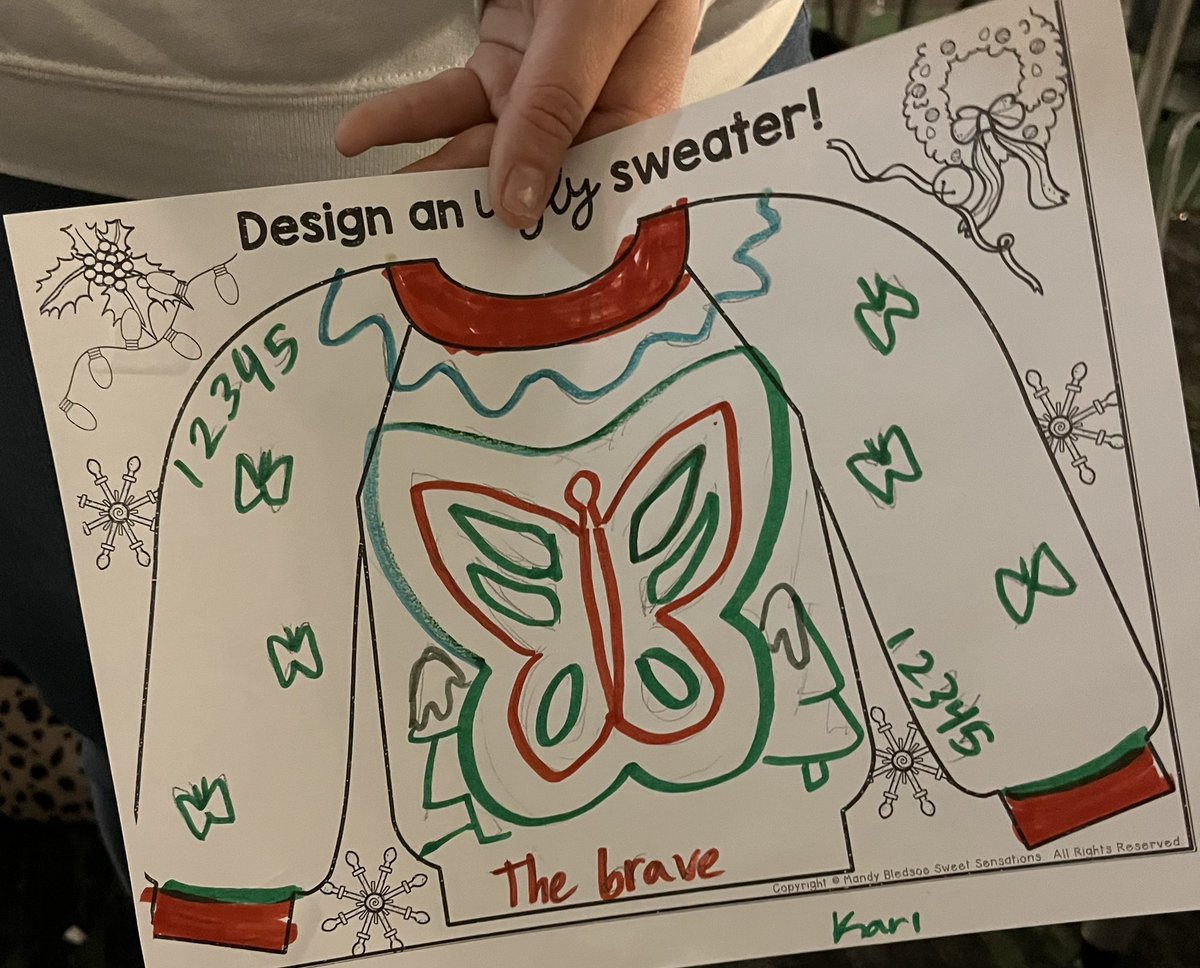 Projectlit_kms's tweet photo. Ugly sweater contest year 2! This includes sweaters for  The Brave @jamesbirdwriter https://t.co/TQpEwt2Oym