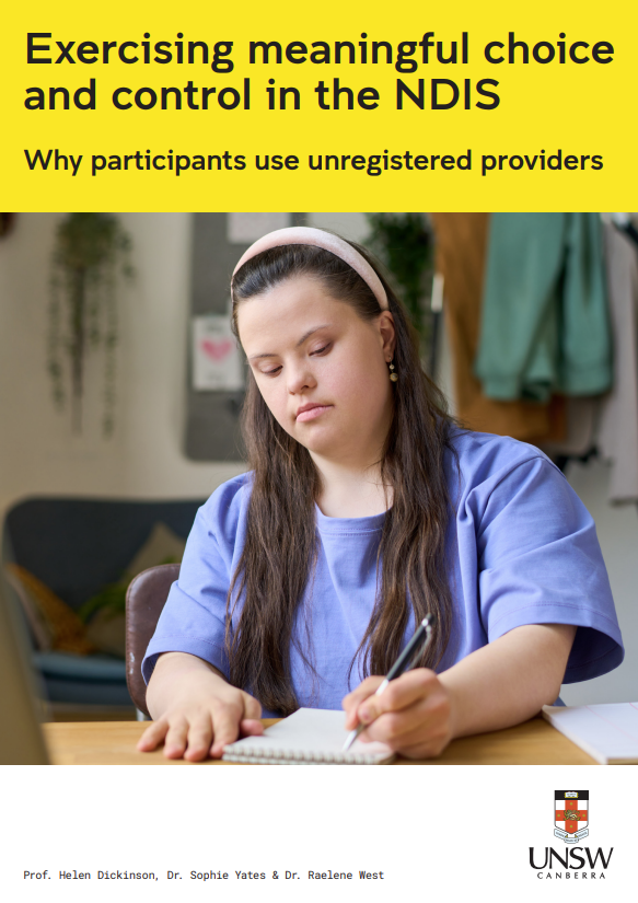 Full report: for many people, 'using unregistered providers was about empowerment and exercising choice and control – in other words it was fundamental for achieving effective service provision arrangements through the NDIS' unsw.adfa.edu.au/sites/default/… @drhdickinson @raelene_west