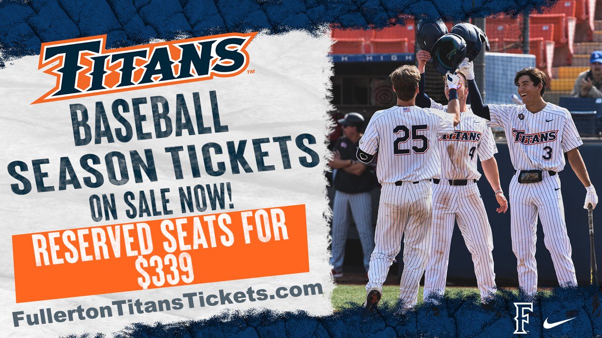 FullertonBSB's tweet photo. Season Tickets are on Sale NOW❗️

Featuring Home Weekend Series against:
Stanford / Michigan / Texas

🔸Rivalry Series vs. Long Beach State🔸

‘23 Midweek Single Game Opponents:
USC / Arizona / UCLA

Grab your season seats at https://t.co/1l58AsBpWu 🎟️

#TusksUp https://t.co/Rgmg8vLuQv