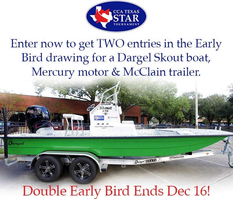 CCA_Texas's tweet image. ...Dargel Skout boat, Mercury motor &amp;amp; McClain trailer!

This 🚨 DOUBLE EARLY BIRD DEAL ENDS at 11:59PM on Friday, December 16th 🚨 Register TODAY! ➡ membership.joincca.org/web/Online2/Si…

What do you need to do? Register for the 2023 CCA Texas STAR Tournament and make sure you're a current...