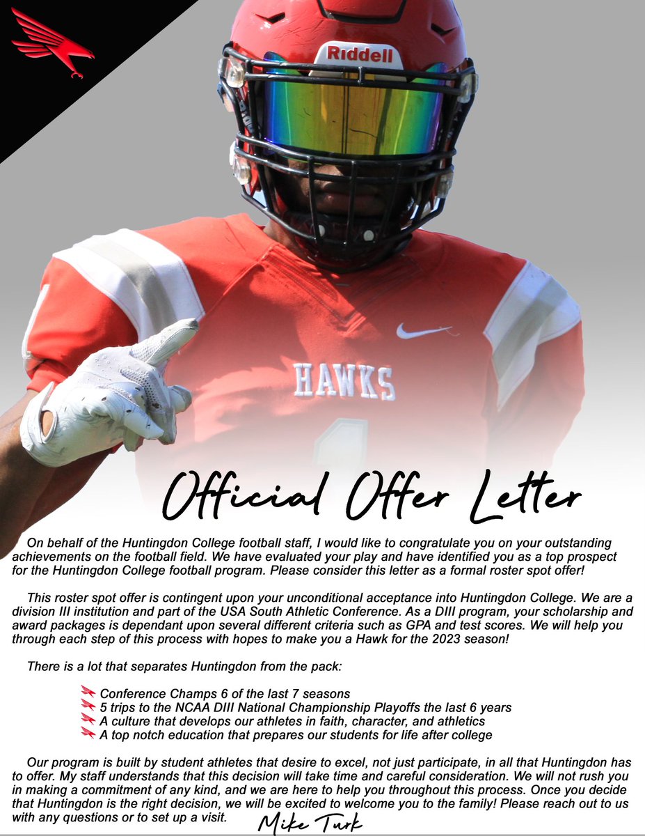 Blessed to receive an Official Offer from Huntington Hawks !!@CoachMallardHC <a href="/RyanLolley2/">Ryan Lolley</a>