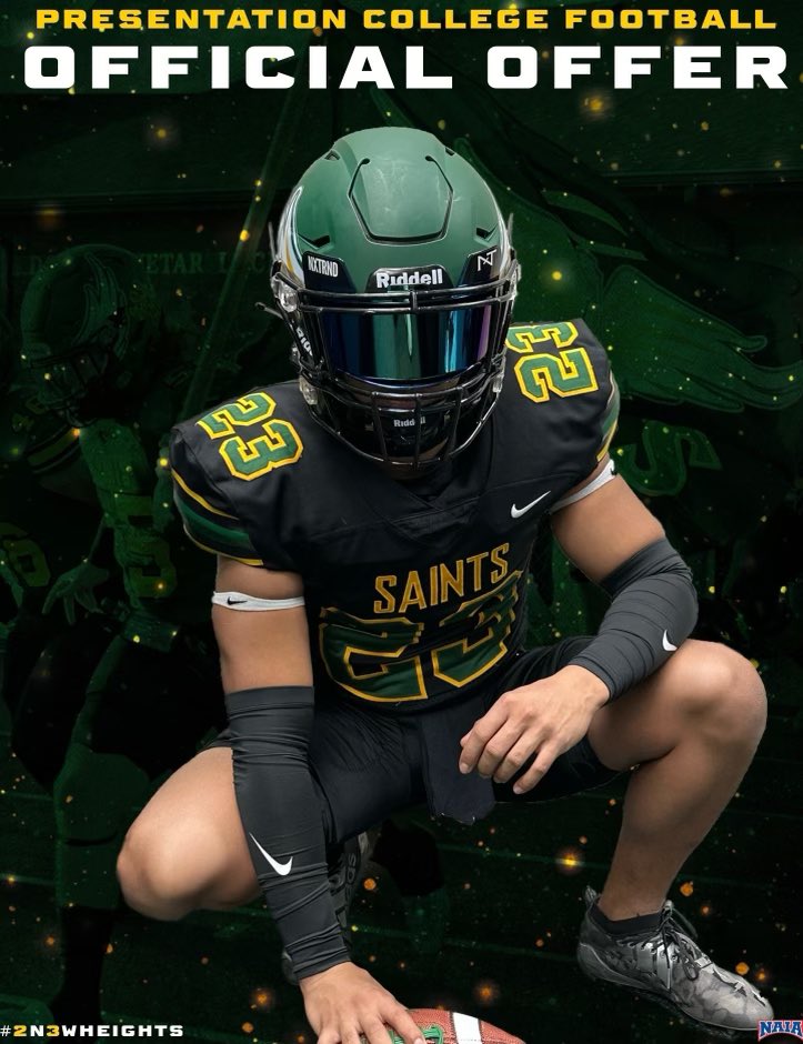 JakeGraver's tweet photo. After a great conversation with coach @_CoachTidwell I am grateful and blessed to receive my second offer to continue playing football at Presentation College.
@pinecreek_fb @PCSaintFootball https://t.co/kQ9JMZYvZg