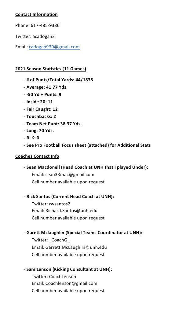 acadogan3's tweet image. Officially in the transfer portal with 2 years of eligibility remaining. 
Beyond blessed for the past 4 @UNH_Football, excited for the future!!