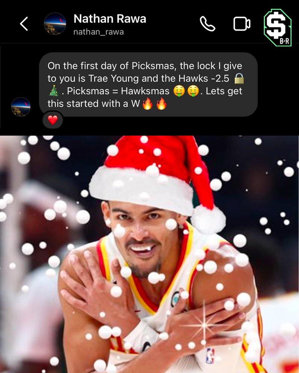 br_betting's tweet photo. PICKSMAS DAY 1 🎄🎁

We're riding with the follower pick of Hawks -2.5 tonight for the first day of Picksmas...

Giving away five swag bags to followers who RT this tweet and reply #BRBettingPicksmas https://t.co/H7EshfTcVT