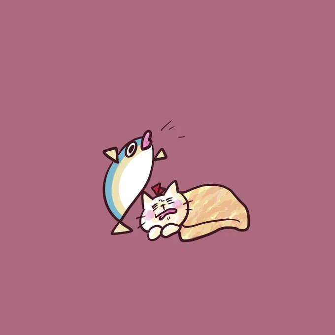 寒くてお布団から出られない...あと5時間だけ...#イラスト #猫イラスト #お絵かき #寒い 