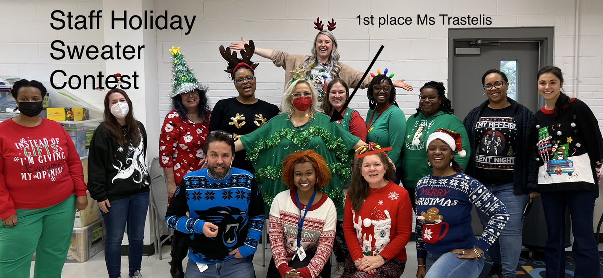 The staff had their annual Christmas get together today.  Part of it was voting on in our 2022 Ugly Christmas sweater winner: Ms. Trastelis
