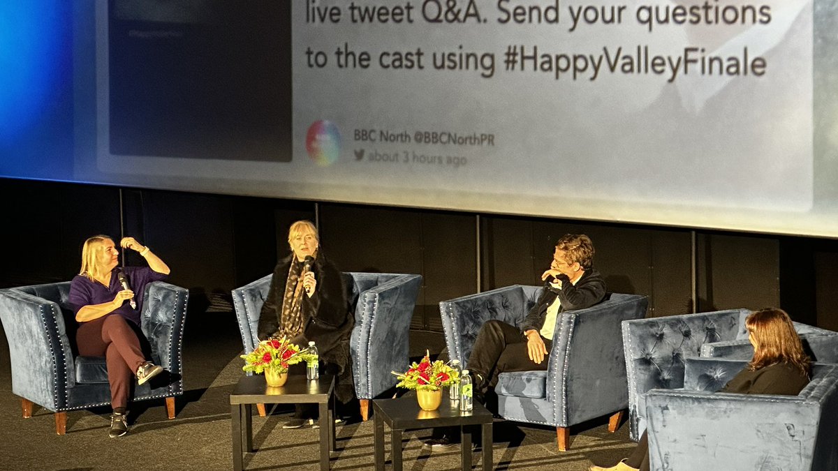 yorkshireguy's tweet photo. You are in for a treat for #HappyValley Series 3. Ep 1 absolutely brilliant, can’t wait to see the rest of the Eps. Fascinating to hear from the Cast Q&amp;A too as they bring the Series to a close. Great night, thanks @BBCNorthPR Team. @happyvalleybbc returns 1/1/23 #MadeInHalifax https://t.co/KQWPWC8e6n