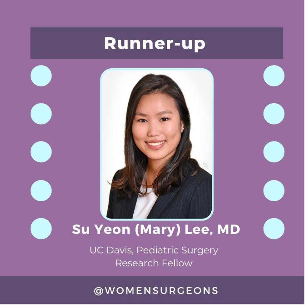 WomenSurgeons's tweet photo. Additional congratulations to our honorable mentions, resident/fellow: Kristen Rhodin, MD, (@krisrho93) from Duke University, General Surgery Residency (@DukeSurgRes) and Sun Yeon (Mary) Lee, MD, (@MarySYLee) from UC Davis, Pediatric Surgery Research Fellow (@UCDavisSurgery) https://t.co/yVjCkDyRIz