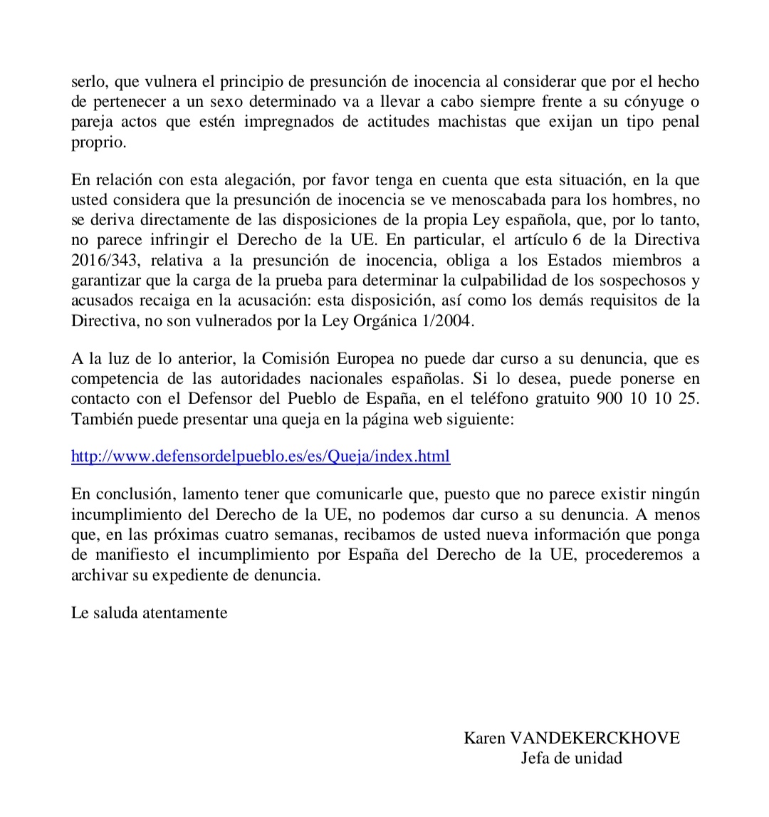 Contestación de la UE sobre la inconstitucionalidad de la LIVG a nivel de Carta Magna Europea, vendidos al lobby de género....
<a href="/AECCEU/">​🇦​​🇪​​🇨​​🇨</a>