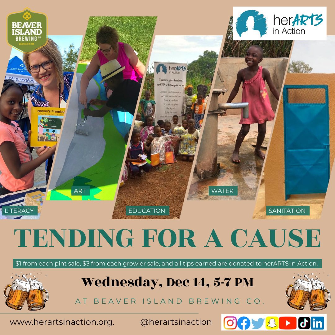 sarahdrakeart's tweet photo. See you soon at @BeaverIslandSTC for #tendingforacause to benefit @herartsinaction Plus pizza from #julesbistro for a donation. @StCldAreaChamb businesses and @stcloudstate alum working together to benefit the community. #itsaboutaccess #artinaction https://t.co/QXnC7nJ6Z8