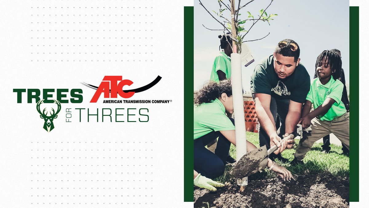 ATCgrid's tweet photo. We’re excited @Bucks are helping us make #Wisconsin greener. We’ll be giving at least 209 trees to #schools this season thanks to their 3-pointers. #TreesForThrees @BucksCommunity https://t.co/k0GI98Tzki https://t.co/BszGrSNh12