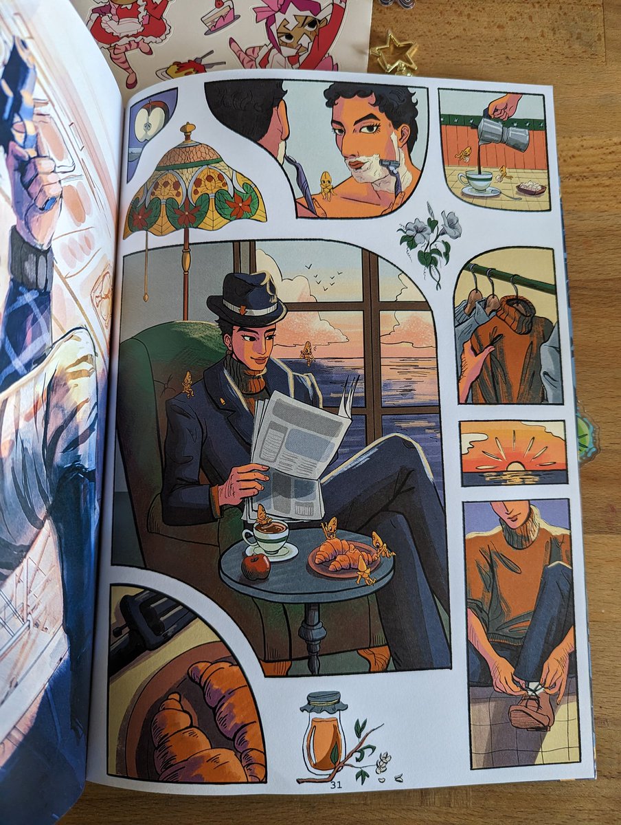 I got my copy of <a href="/GUIDOartbook/">G U I D O - Shipped!</a> !!! It's so beautiful. I made the sticker sheet on the top right and this page illustration.