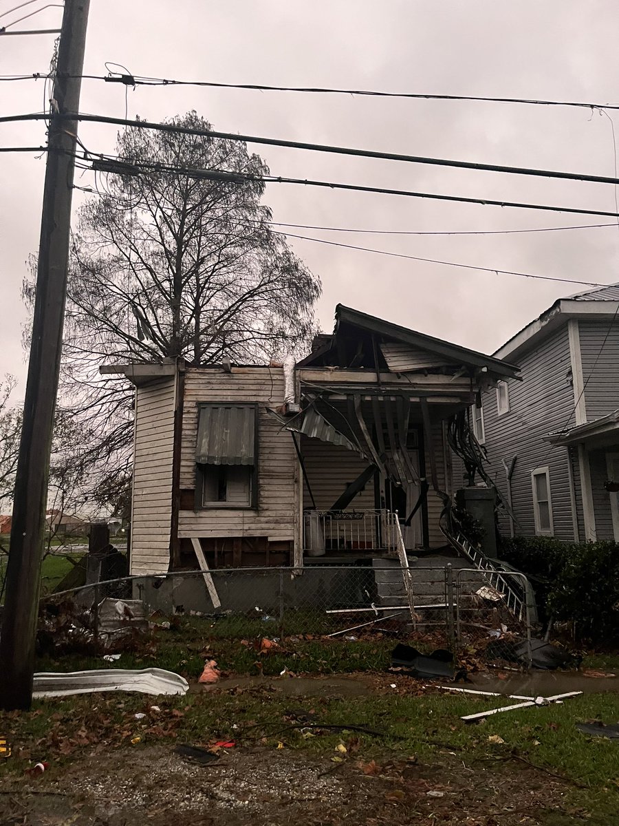 Old Arabi, my neighborhood, got hit again for the second time in 2022. Devastating. #NewOrleans #Arabi #neworleanstornado