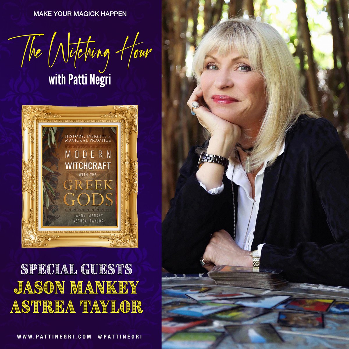 PattiNegri's tweet photo. 
Modern Witchcraft with the Greek Gods with Jason Mankey and Astrea Taylor
December 12, 2022
Available wherever you get your podcasts, including https://t.co/DybP2tExgk
#Witchcraft #GreekGodds #Magick #Spells #Hecate #Zeus #PattiNegri #AstreaTaylor #JasonMankey #LlewellynBooks https://t.co/itvr37E8IG