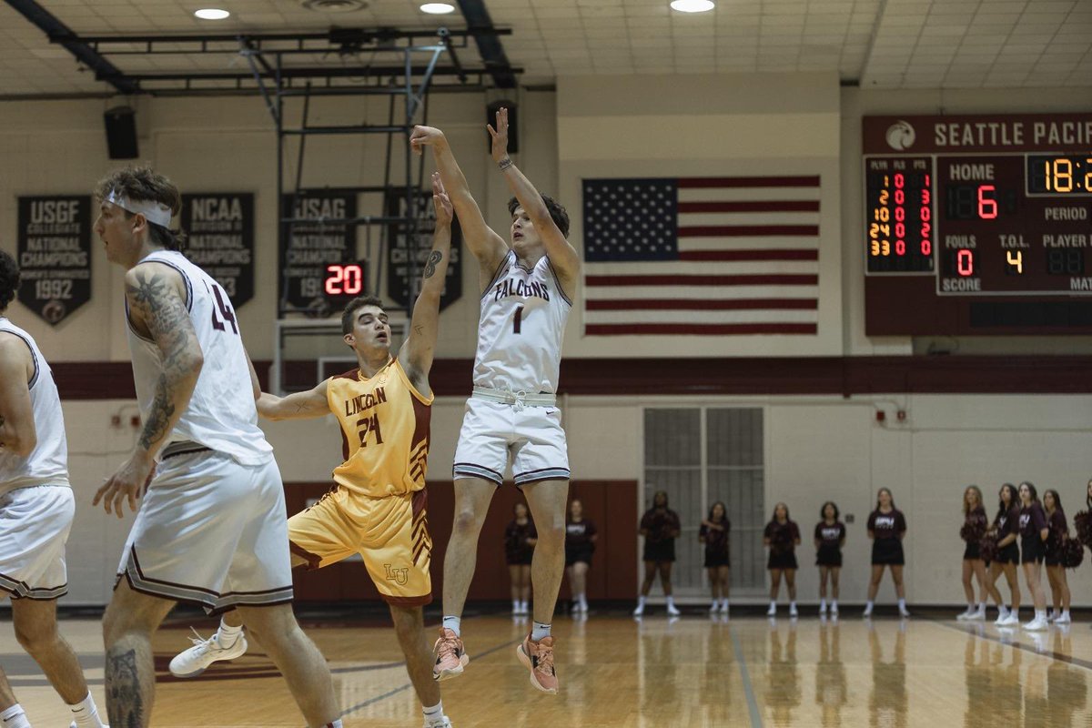SPU_Basketball's tweet photo. 🏀KNOCKDOWN!🏀 

The Falcons lead the Great Northwest Athletic Conference in 3-point field goal percentage, hitting 41.5 percent of their attempts. 

#GoFalcons https://t.co/O6P4hBjeDP