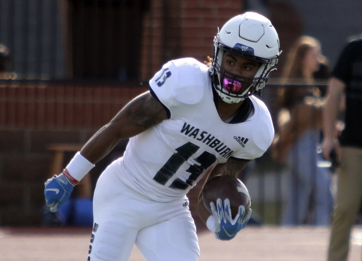 Congratulations to Washburn’s JJ Letcher (KC Piper) named a D2CCA All-American today as a return specialist. This is Letcher’s 7th-overall All-American honor in his WU career. 
📸: <a href="/wusports/">Washburn Athletics</a> 
#sportsinkansas