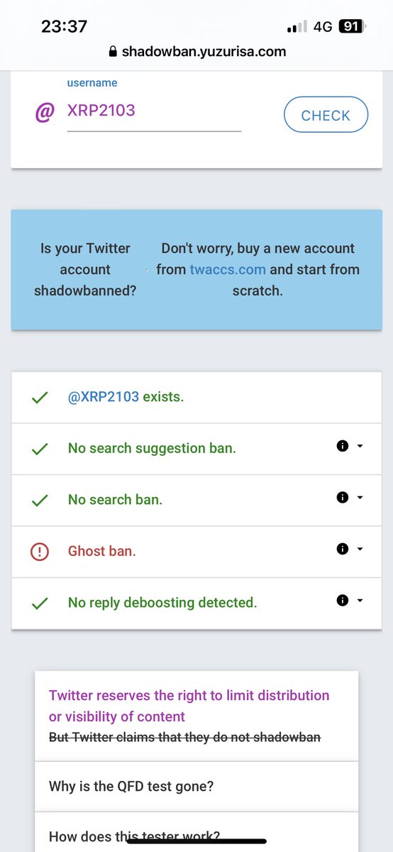 XRP2103's tweet photo. @elonmusk @TwitterSupport  So why do I have a Ghost ban?? https://t.co/kmChRSznwE