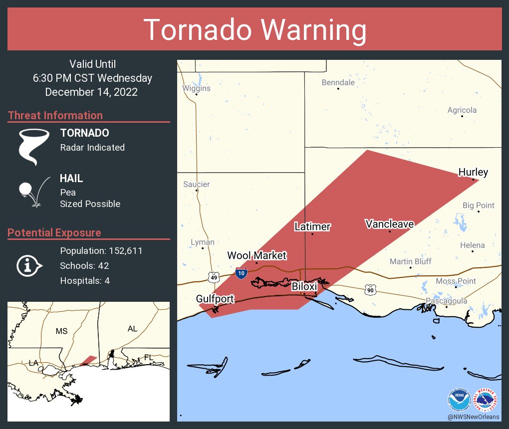 Nws Tornado On Twitter Tornado Warning Including Gulfport Ms Biloxi Ms And D Iberville Ms
