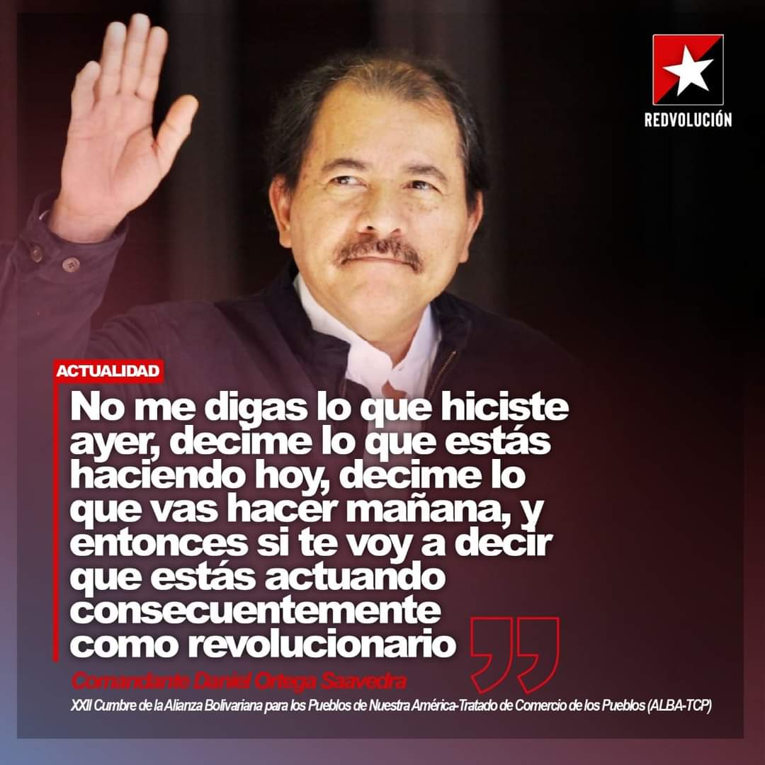 Comandante Daniel Ortega presidente de #Nicaragua  participó el día de hoy  en la XXII Cumbre de la Alianza Bolivaria (ALBA-TCP).
#UnidosEnVictorias
<a href="/FloryCantoX/">Flor y Canto 🇳🇮</a>
<a href="/QuenriM/">QuenriⓂ️</a>
