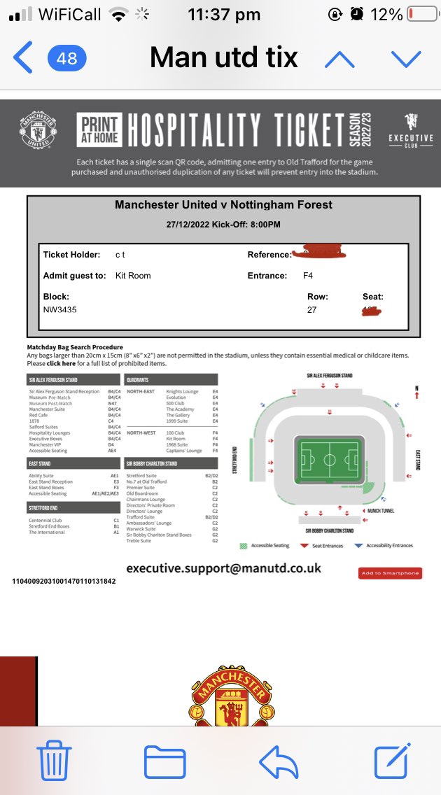 Right, footy folk. I need your help. My sister lives in Oz & is here for Xmas - her & her family are all @ManUtd fans They have x 2 tix for the Notts Forest game on Dec 27th to sell - Kit Room/ hospitality package ones. Cost her £250 each - serious offers considered. Thanks x