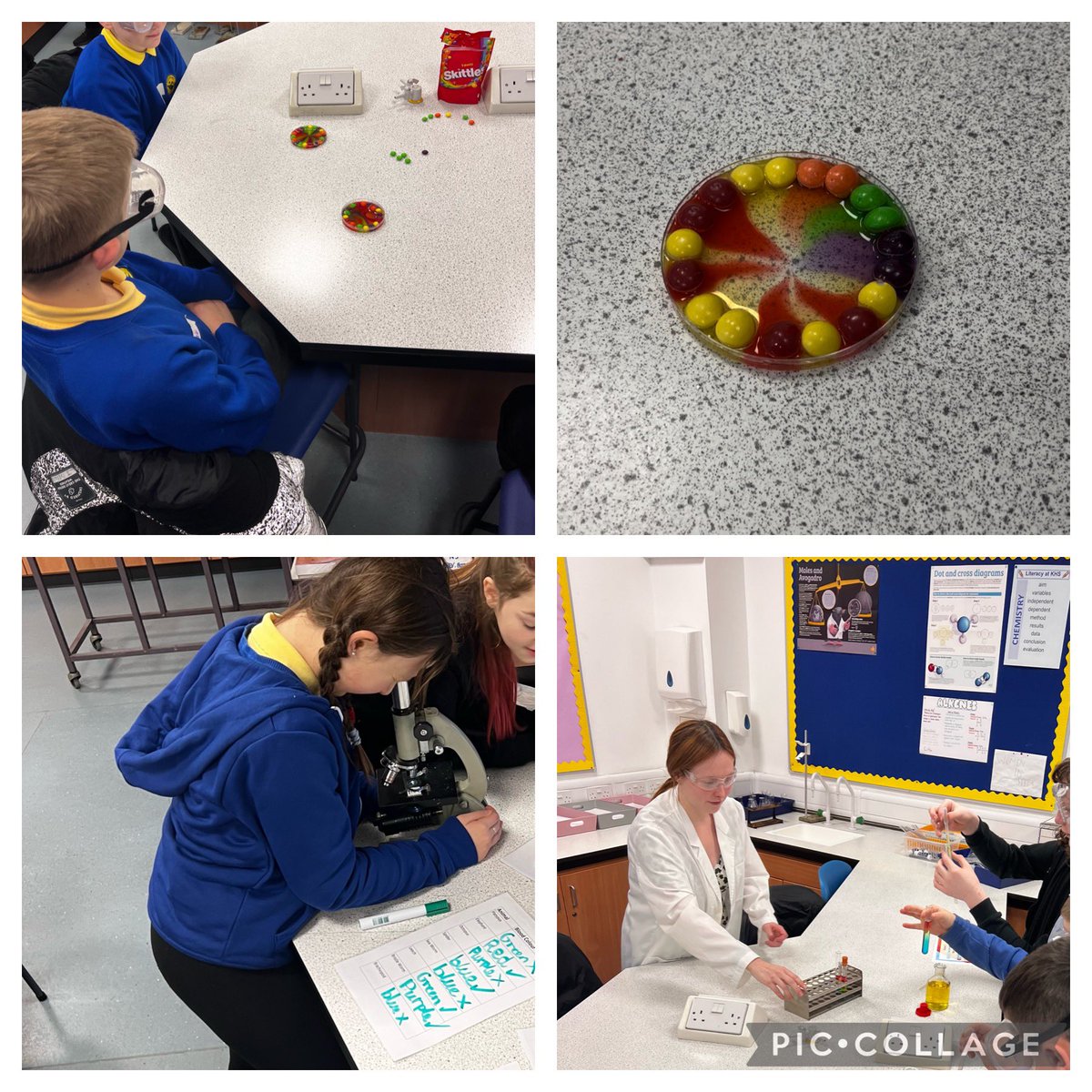 We’ve been welcoming our P7 learners to science all week as part of our #Transitions programme. Thanks to Mrs McLelland, team science and the Young STEM leaders for all their hard work @KirkyChemistry <a href="/khs_stem/">KHS-STEM</a> 🌈🧪🔬