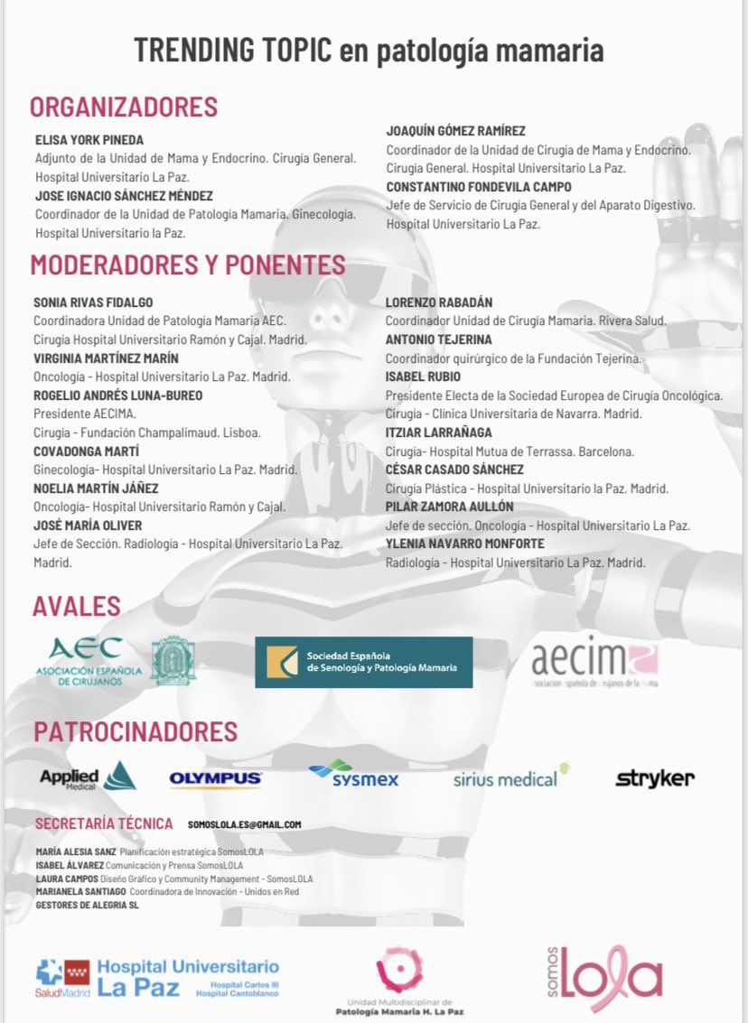 Elisa York (@elisayorkmd) on Twitter photo Ayer tuvimos una tarde muy especial celebrando la jornada TRENDING TOPIC en Patología Mamaria a beneficio del proyecto de ayuda humanitaria SomosLOLA.es <a href="/SomosLola_es/">SomosLola.es</a> con ayuda de <a href="/UnidadmamaLaPaz/">Unidad Mama Hospital La Paz</a> <a href="/HULPSurgery/">Cirugía General y Digestiva H.U. La Paz, Madrid</a> <a href="/aecirujanos/">aecirujanos</a> @AECIMA <a href="/aec_mama/">aec_Patologíamamaria</a> <a href="/sespm/">SESPM</a>
#TTPatologíaMama Ayer tuvimos una tarde muy especial celebrando la jornada TRENDING TOPIC en Patología Mamaria a beneficio del proyecto de ayuda humanitaria SomosLOLA.es <a href="/SomosLola_es/">SomosLola.es</a> con ayuda de <a href="/UnidadmamaLaPaz/">Unidad Mama Hospital La Paz</a> <a href="/HULPSurgery/">Cirugía General y Digestiva H.U. La Paz, Madrid</a> <a href="/aecirujanos/">aecirujanos</a> @AECIMA <a href="/aec_mama/">aec_Patologíamamaria</a> <a href="/sespm/">SESPM</a>
#TTPatologíaMama