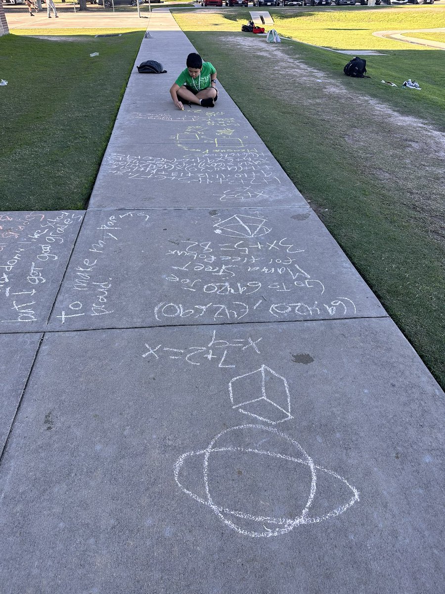 Today, a student dropped a bottle of cologne and broke it all over the floor causing us to have class outside (The smell was SO overwhelming)This student saw an opportunity to sharpen his math skills. Learning never takes a break 🧠 even when life tries to get in the way! #wiswin