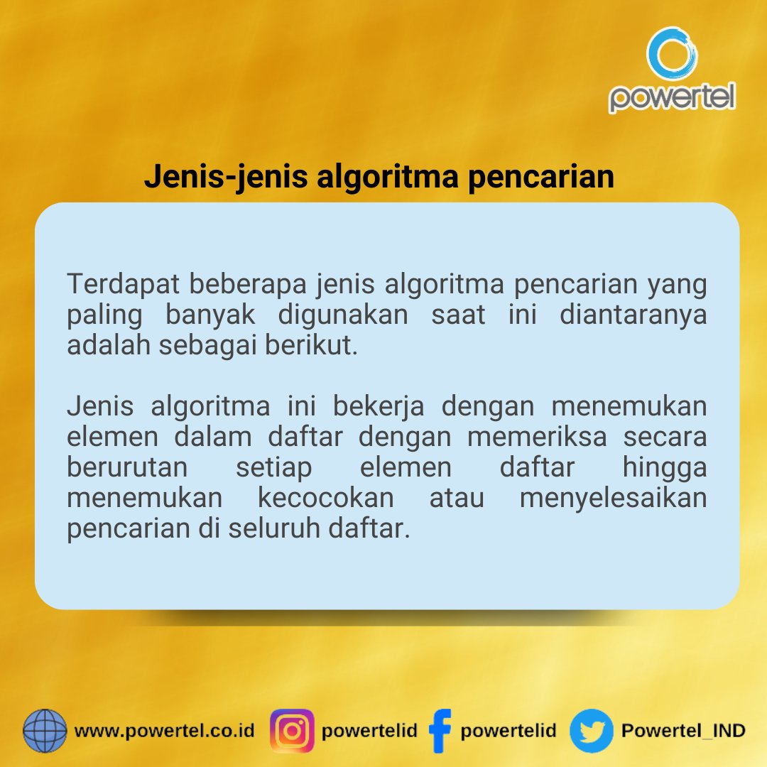 Powertel_IND's tweet image. Pengertian Algoritma Pencarian dan Jenis-jenisnya
#algoritma #algorithm #searchingalgorithms #ilmukomputer #programmer #programmerslife #bahasaprogram #bahasaprogramming #jenisalgoritma #katakunci #mesinpencarian #webdevelopment #powertelid