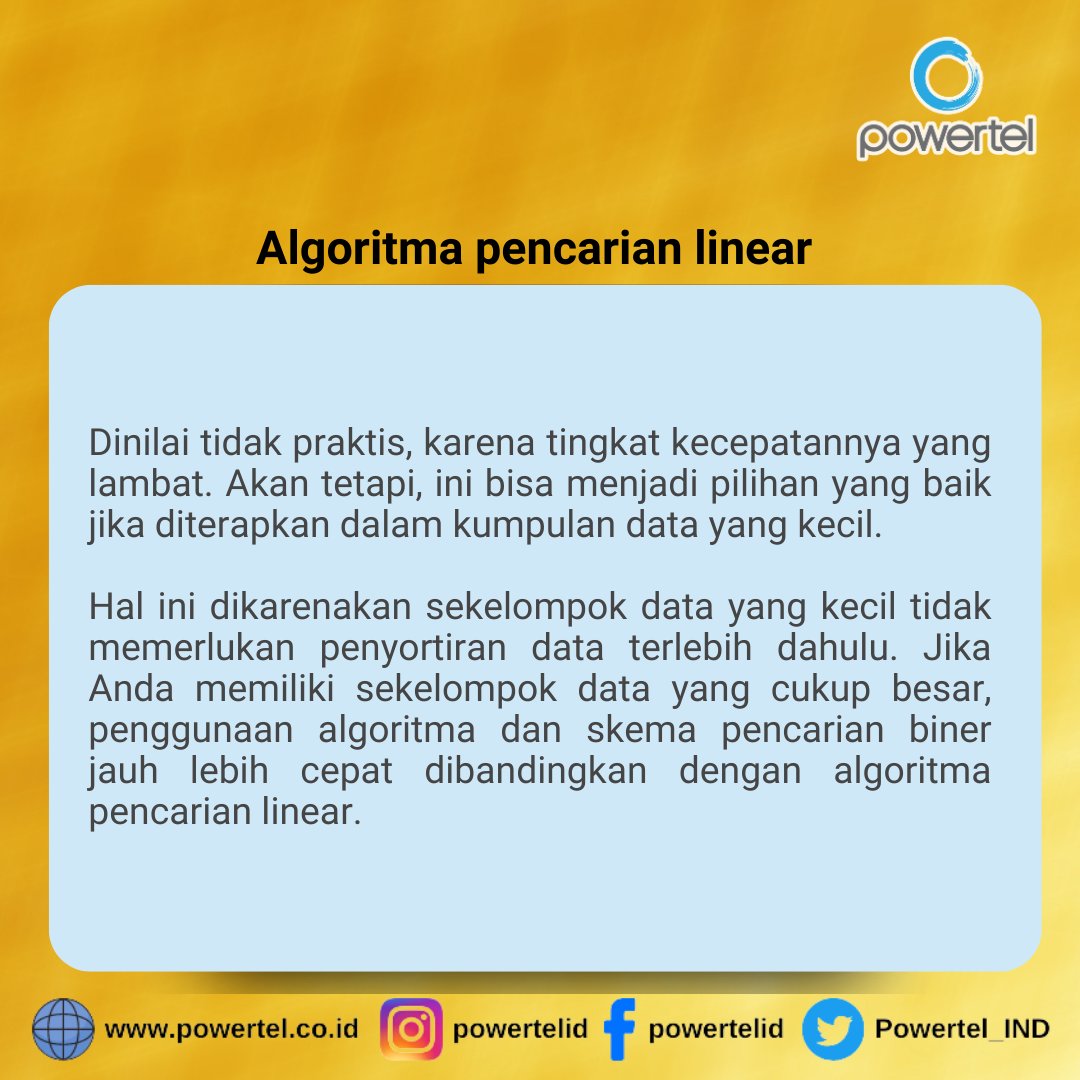 Powertel_IND's tweet image. Pengertian Algoritma Pencarian dan Jenis-jenisnya
#algoritma #algorithm #searchingalgorithms #ilmukomputer #programmer #programmerslife #bahasaprogram #bahasaprogramming #jenisalgoritma #katakunci #mesinpencarian #webdevelopment #powertelid