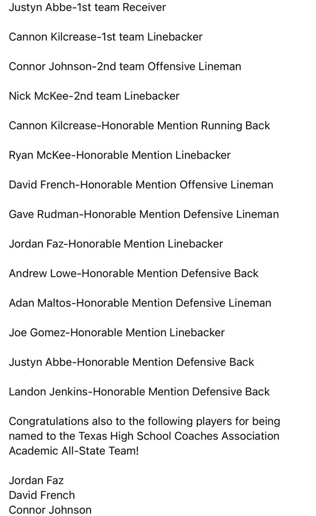 Eustace_Bulldog's tweet photo. Congratulations to the following All District football players!!!!!!!!
We are so proud of how you represent our school and community! https://t.co/V8tGfZdb7T