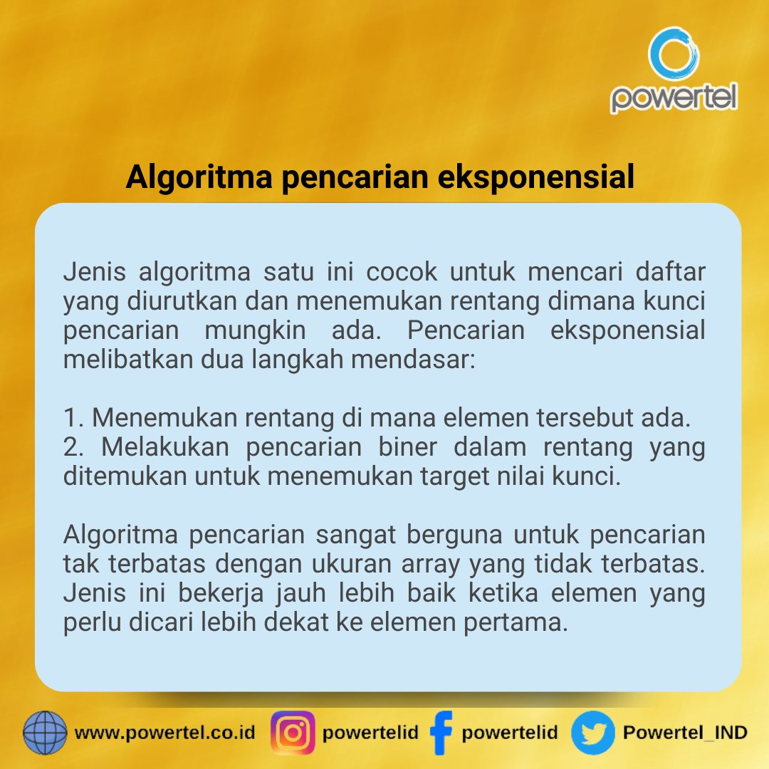 Powertel_IND's tweet image. Pengertian Algoritma Pencarian dan Jenis-jenisnya
#algoritma #algorithm #searchingalgorithms #ilmukomputer #programmer #programmerslife #bahasaprogram #bahasaprogramming #jenisalgoritma #katakunci #mesinpencarian #webdevelopment #powertelid