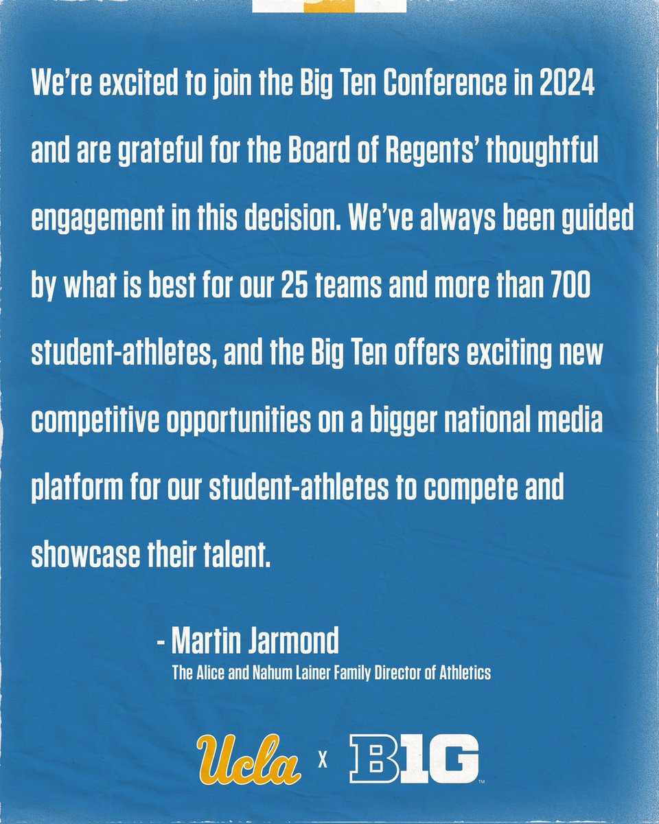 Statement from Athletic Director, <a href="/MartinJarmond/">Martin Jarmond</a>. ⤵️

#GoBruins