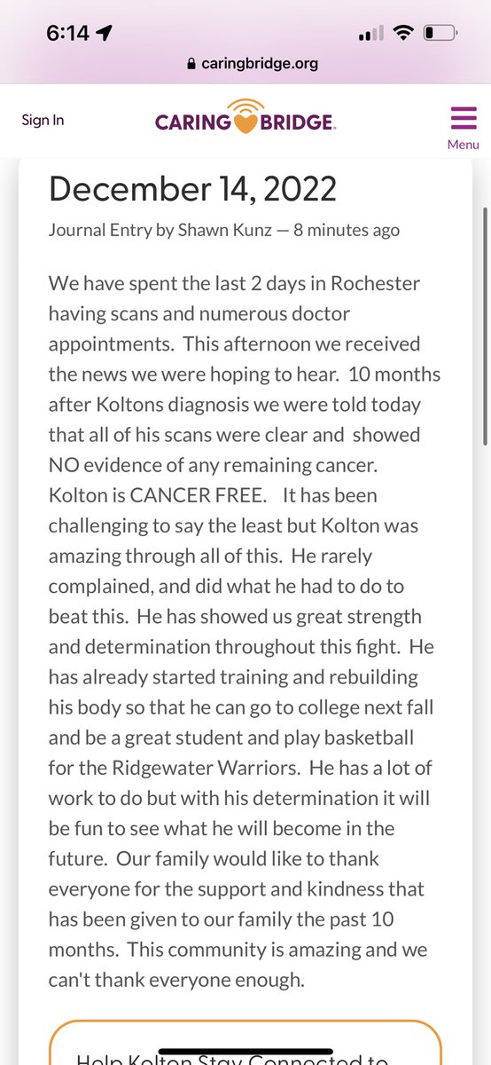 Our guy Kolton is cancer free‼️ Toughest kid I know! What a battle this year has been! His Perseverance and GRIT is something I look up too!