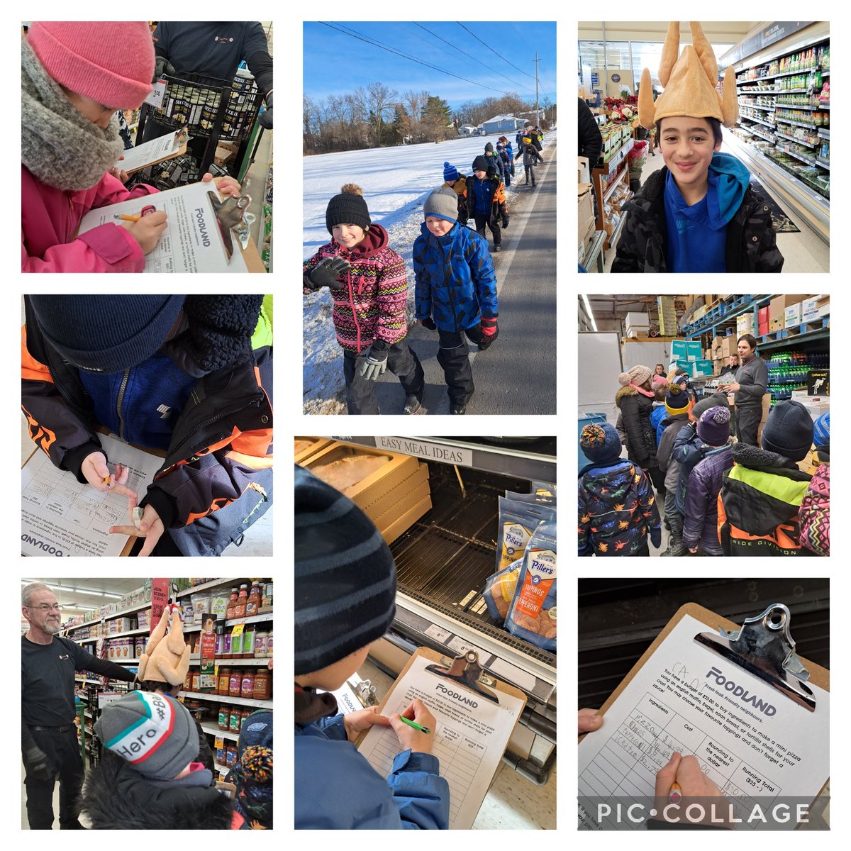 TheresaPallett's tweet image. Walking in a winter wonderland to Foxboro Foodland to extend our learning about financial literacy. 3P @TheresaPallett had a budget of $25 to price ingredients for mini pizzas, round to the nearest $ and calculate a running total @FoxboroP #meaningfulmath