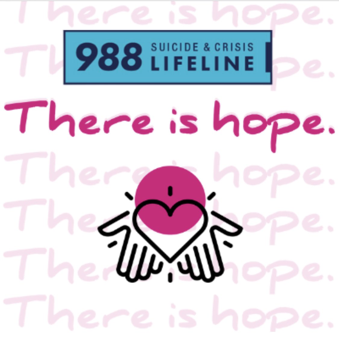 Let’s spread hope! The 988 Lifeline helps thousands of people overcome suicidal crisis or mental-health distress every day. Call or text 988 or chat 988lifeline.org if you or someone you know needs support. #988lifeline #suicideprevention