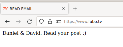 sodaphish's tweet photo. ...well, I couldn't watch #FRAvMOR today, and now all I get when I go to @fubotv is this cryptic message.  Somebody appears to have gotten #pwned. https://t.co/pmsWvmLvvk
