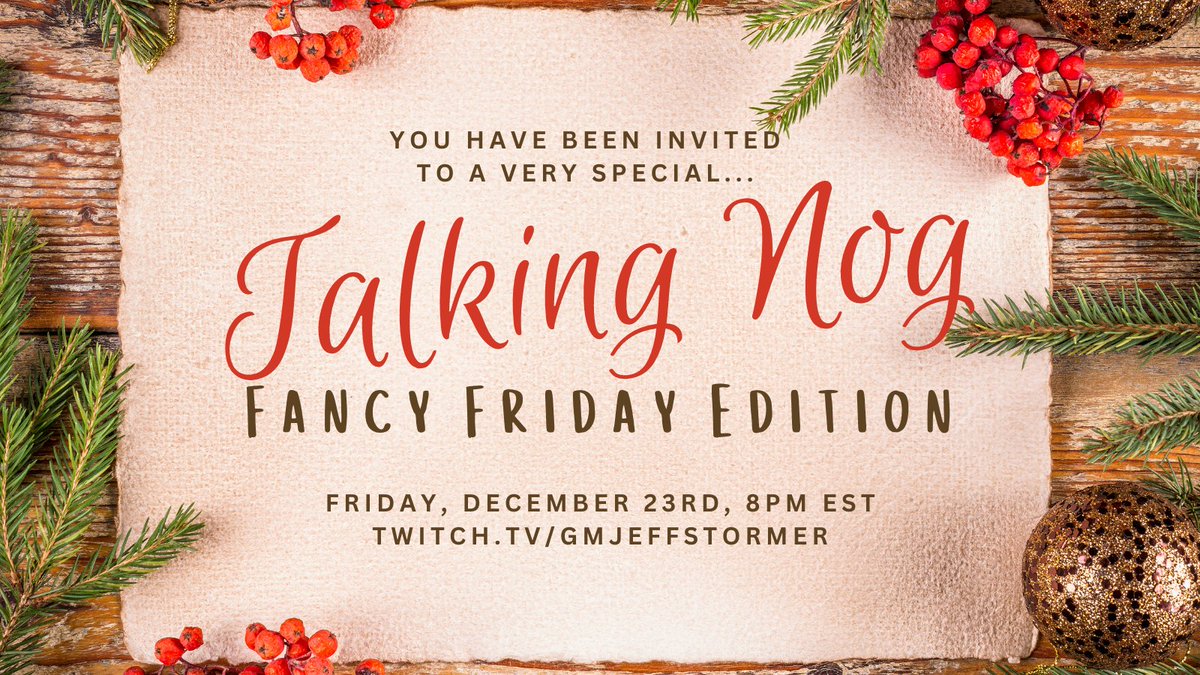 Talking Nog (@talkingnogcast) on Twitter photo Mark your calendars.
TALKING NOG 2K22: FANCY FRIDAY EDITION.
Friday, December 23rd, 8pm EST.
Be there. Be Fancy.
Get your eggnog questions to TalkingNog@AOL.com, or tag them #TalkingNogFancyFridayEdition. Mark your calendars.
TALKING NOG 2K22: FANCY FRIDAY EDITION.
Friday, December 23rd, 8pm EST.
Be there. Be Fancy.
Get your eggnog questions to TalkingNog@AOL.com, or tag them #TalkingNogFancyFridayEdition.
