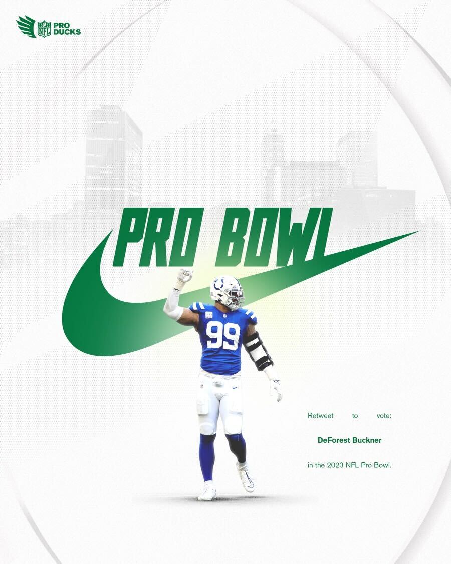 Oregon Football (@oregonfootball) on Twitter photo #ProBowlVote x <a href="/DeForestBuckner/">DeForest Buckner</a>
Every RT is worth 2 votes!
#ProDucks x <a href="/Colts/">Indianapolis Colts</a> #ProBowlVote x <a href="/DeForestBuckner/">DeForest Buckner</a>
Every RT is worth 2 votes!
#ProDucks x <a href="/Colts/">Indianapolis Colts</a>